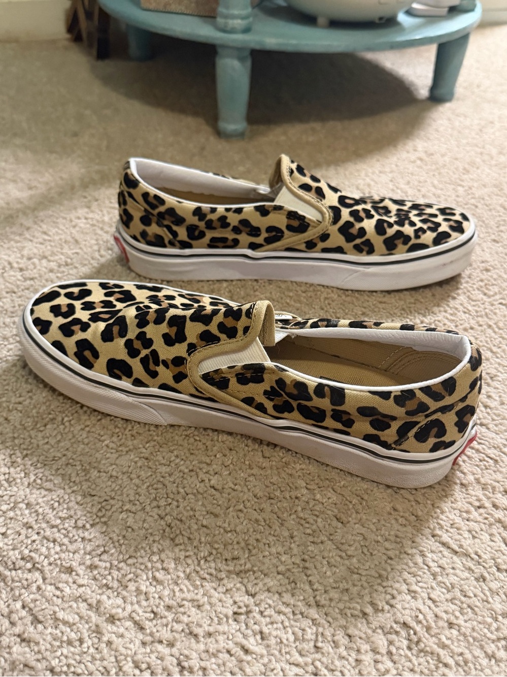 Vans Classic Slip-On sneakers brown black leopard print velvet Size 7.5